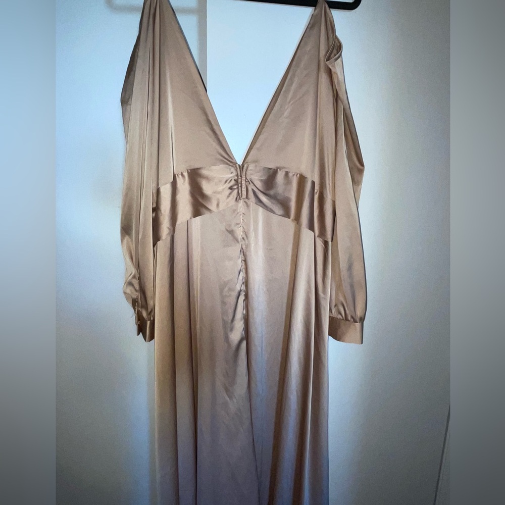 Fashion Nova Gold Satin Gown